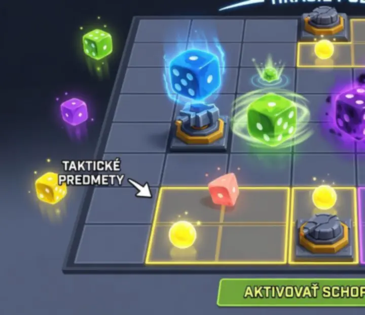 Široký pohľad na hraciu dosku Random Dice: Defense s cestou nepriateľov a rozmiestnenými kockami.